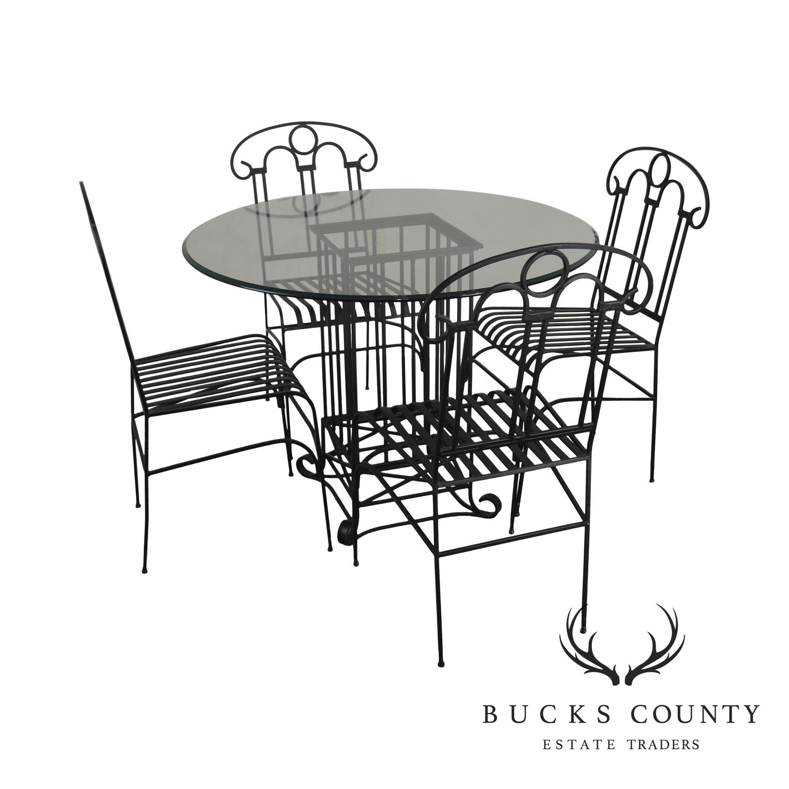 Wrought Iron Dining Table 4 Chairs Set Etsy