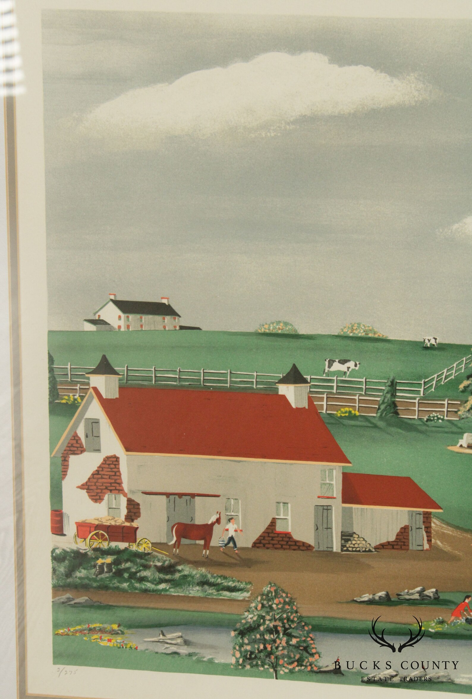 Charles J. White Signed Folk Art Landscape Lithograph Etsy