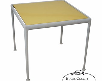 Richard Schultz Knoll Vintage Yellow Enameled Metal Top White Dining Table