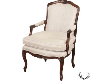 French Louis XV Style Carved Fauteuil Armchair