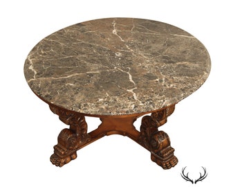 Henredon 'Amalfi Breccia' Round Marble Top Cocktail or Coffee Table