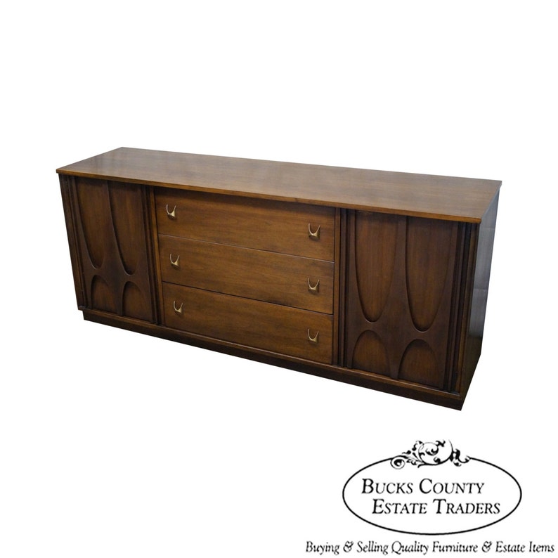 Broyhill Brasilia Walnut Credenza 9 Drawer Triple Dresser Etsy