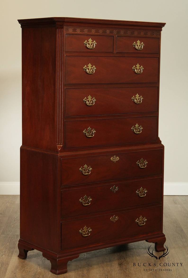 Baker Mahogany Chippendale Style Chest on Chest
