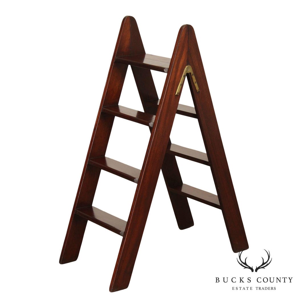 English Mahogany Library Ladder - Etsy