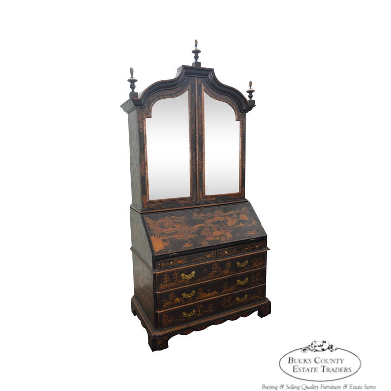 Maitland Smith Hand Painted Large Chinoiserie Secretary Desk Etsy