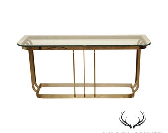 Postmodern Brass & Glass Console Table