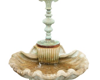 Italian Renaissance Style Cast Stone & Bronze Garden Fountain