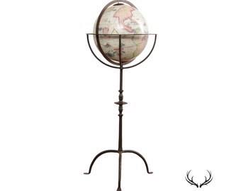 Spanish Baroque Style Vintage Globe on Iron Stand