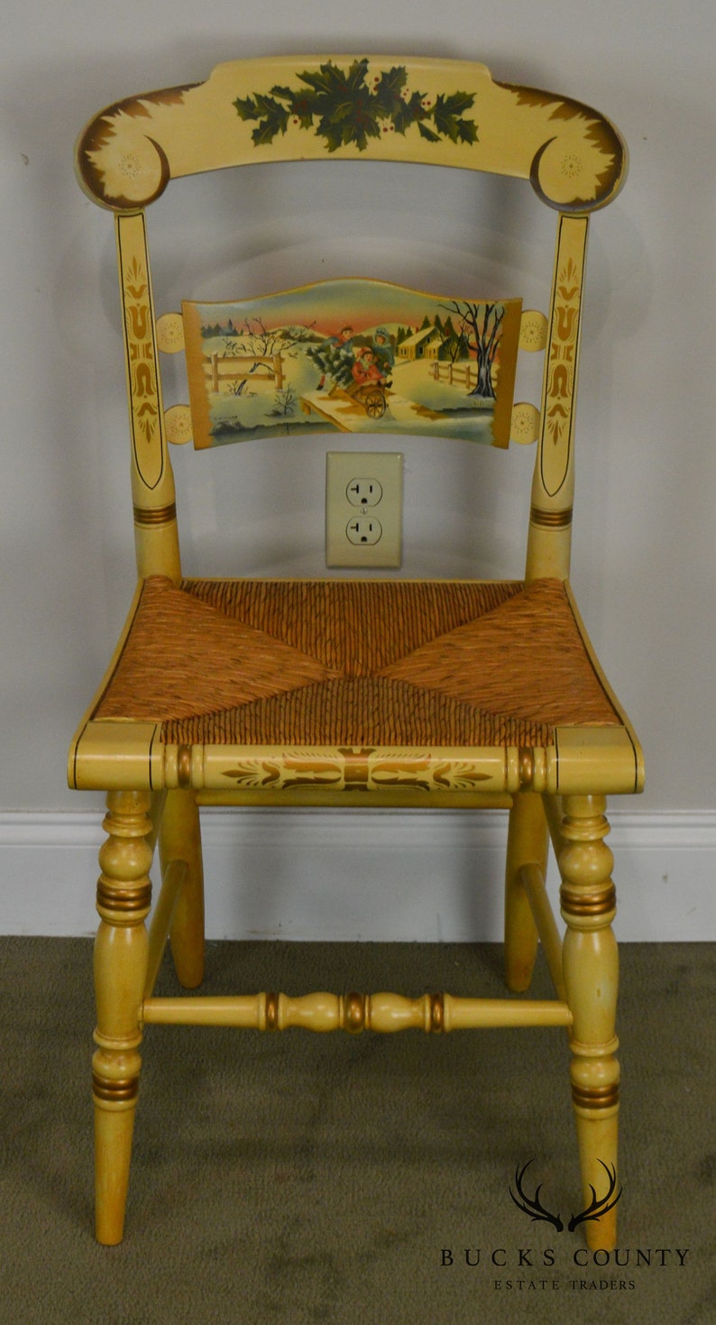 Hitchcock Limited Edition Christmas Rush Seat Side Chair Etsy