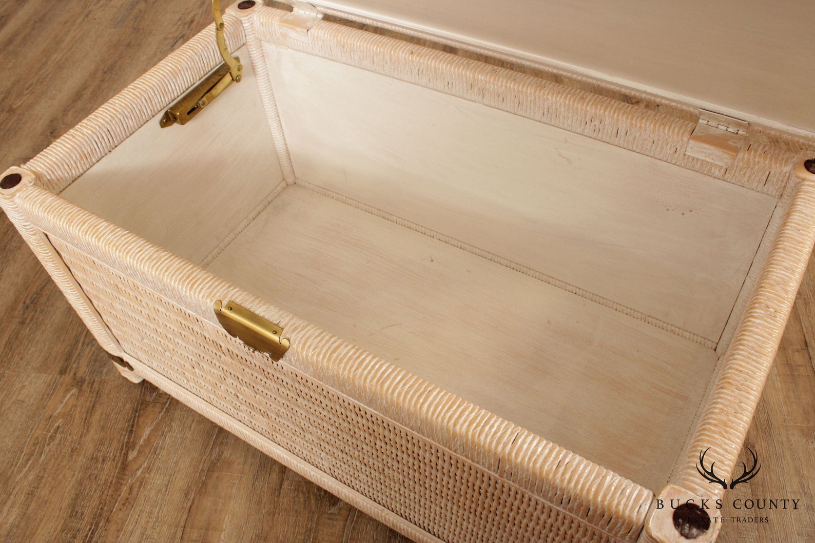 Vintage White Wicker Blanket Chest Etsy