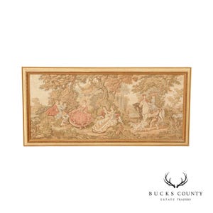 Vintage French Rococo Style Custom Framed Needlepoint Tapestry