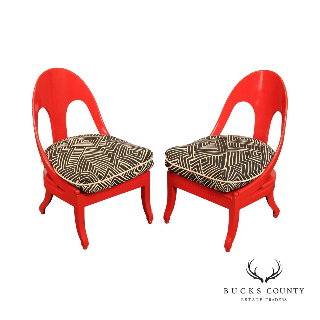 Baker Furniture Mid Century Modern Pair of Lacquered Lounge Chairs Etsy