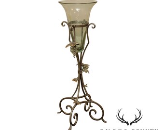 Quality Wrought Iron and Glass Champagne, Wine Cooler, Stand