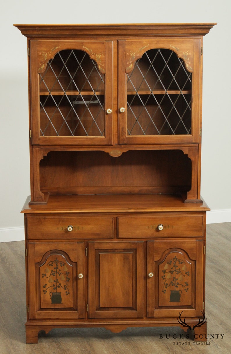 Hitchcock Vintage Maple Stenciled Hutch Cabinet
