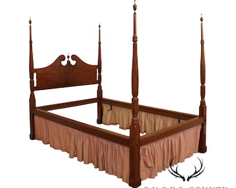 R. Wurster Custom Mahogany Carved Four Poster Bed