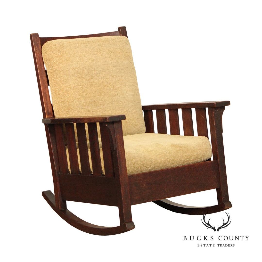 Slotted Rocking Chair Gustav Stickley Antique Mission Oak Slatted Rocking Chair - Etsy