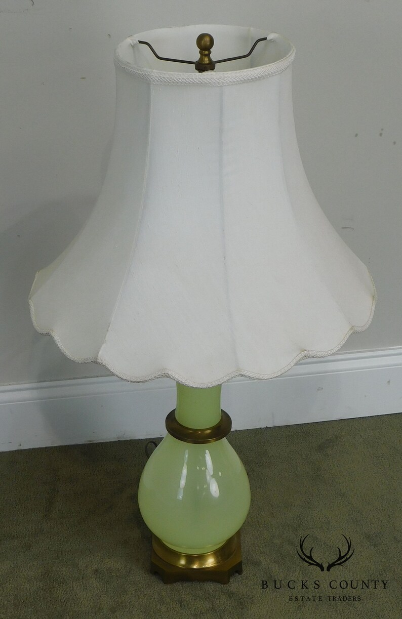 Jade Green Glass Table Lamp Etsy