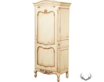 French Provincial Style Single Door Painted Pantry or Storage Cabinet