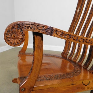 Vintage Indian Carved Hardwood Brass Inlaid Rocker - Etsy