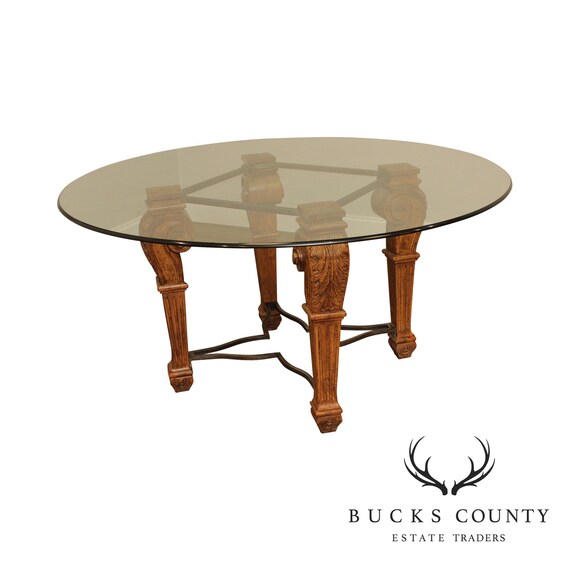 Jeffco 60 Round Glass Top French Style Dining Table Jeffco 60 Round Glass Top French Style, Top Traders Round Table