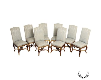 Minton-Spidell French Louis XV Style Set of Eight Carved Giltwood Dining Chairs