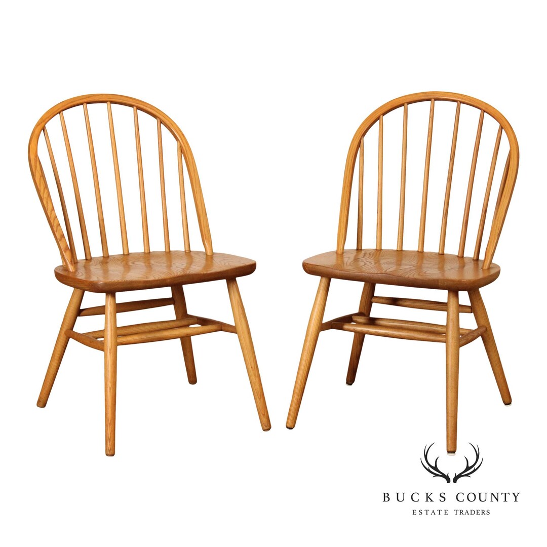 Claud Bunyard for Nichols & Stone Pair of Oak Windsor Side Chairs - Etsy