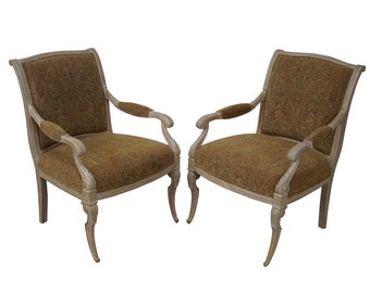 Quality Pair Paint Frame Regency Style Arm Chairs (B)