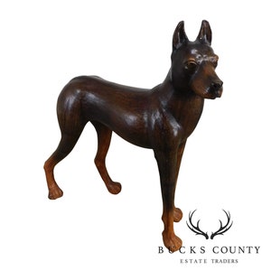 Life Size Leather Wrapped Doberman Pinscher Dog Statue