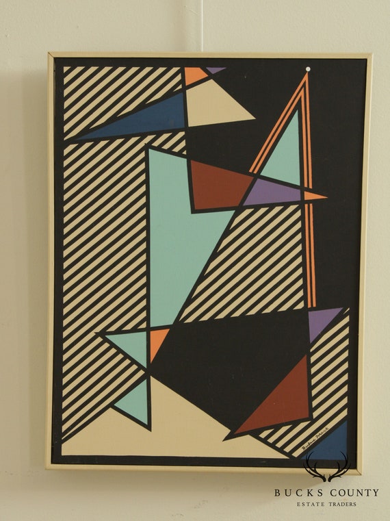 Barbara Frank Untitled Abstract Geometric Postmodern Framed, Oil