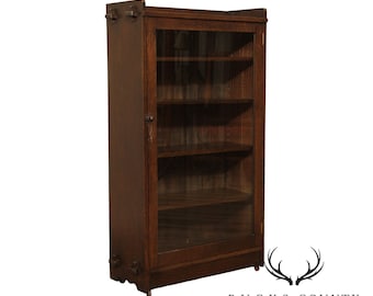 Antique Mission Oak Single Door Bookcase