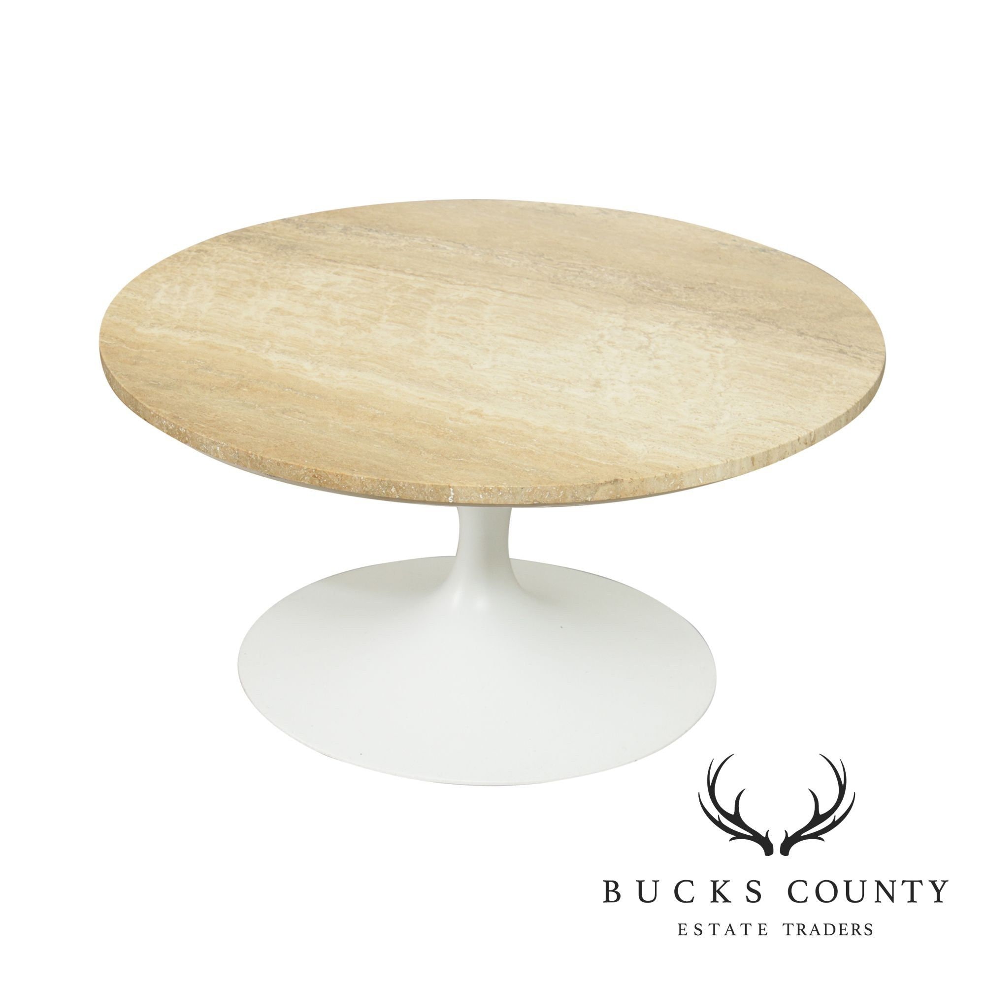 Knoll Mid Century Modern 30 Inch Round Travertine Top Saarinen Knoll Mid Century Modern 30 Inch Round, 30 Inch Tall Round Side Table