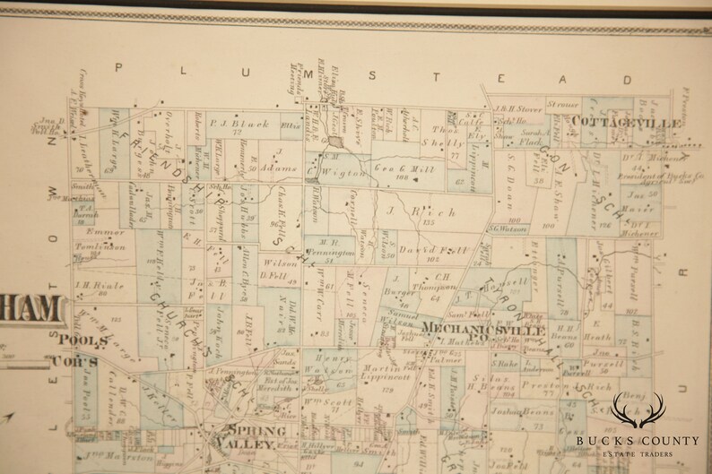 Buckingham Township Map J. D. Scott of Newtown Publisher Hand Etsy