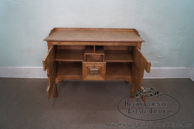 Jonathan Charles Linenfold Natural Oak Tudor Style Sideboard image 2