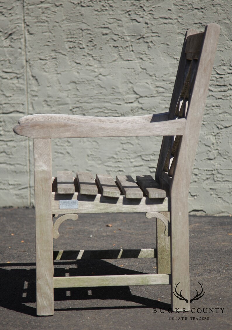 Country Casual Chinese Chippendale Style Solid Teak Patio Armchair