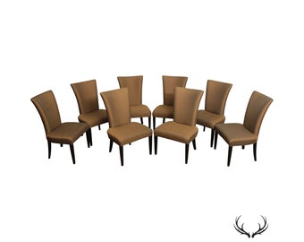 Contemporary Set of Eight Custom Upholstered Dining Chairs
