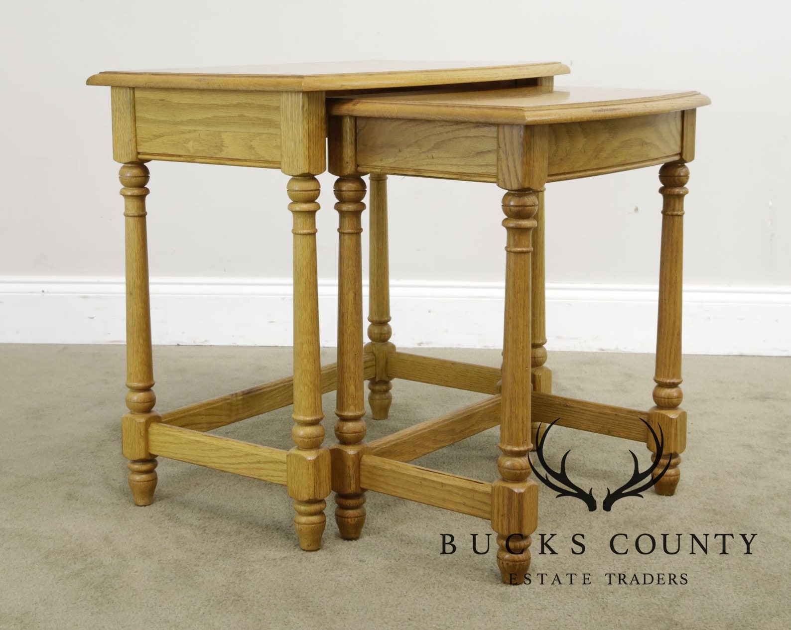 Ethan Allen Oak Nesting Side Table Etsy