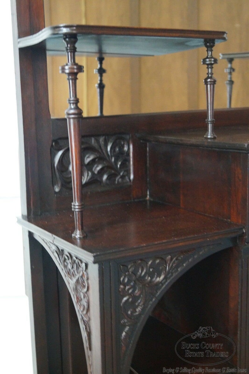 Antique Victorian Mahogany Mirror Back Etagere Curio Etsy