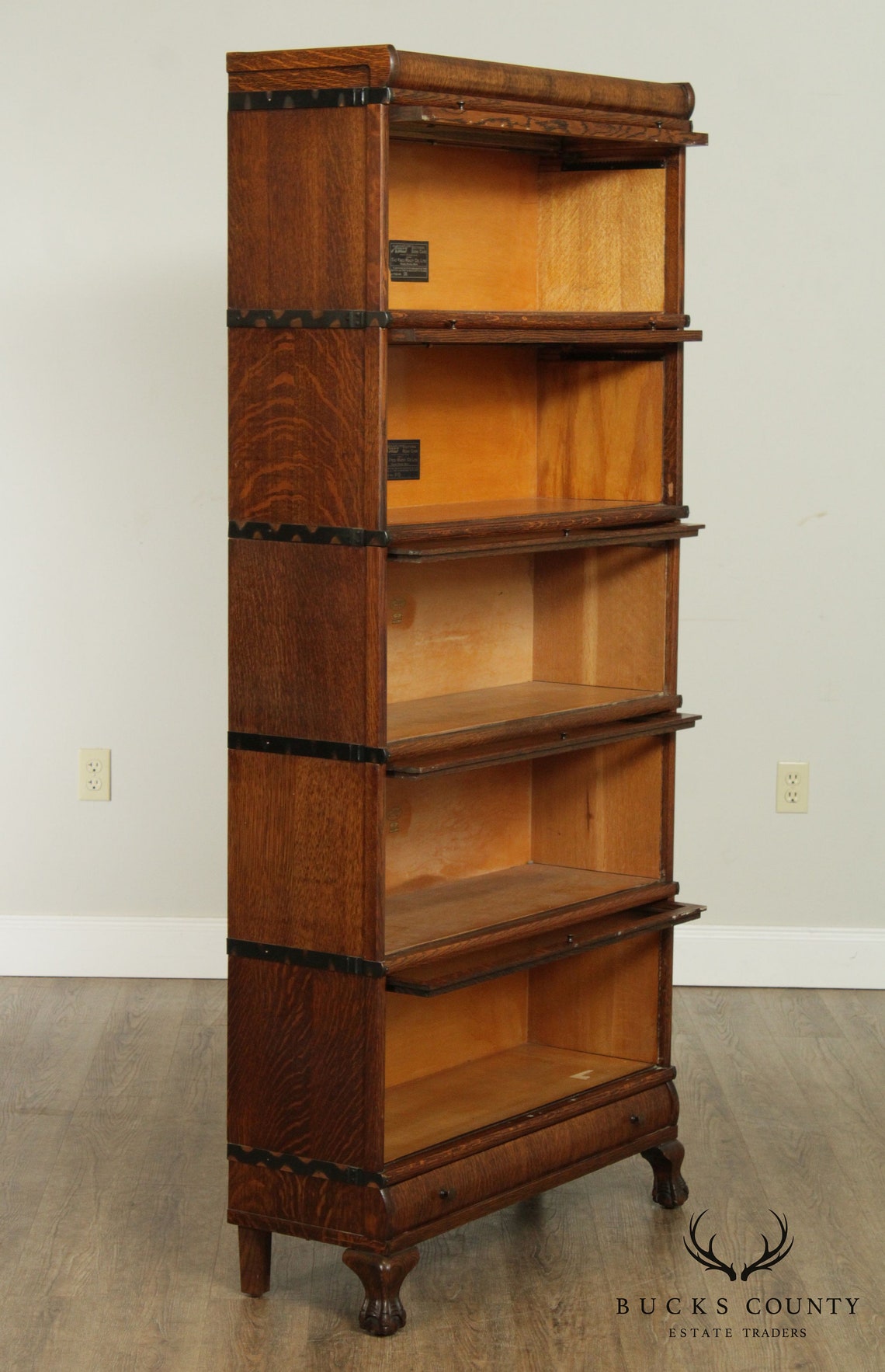 Macey Antique Oak 5 Stack Barrister Bookcase Etsy
