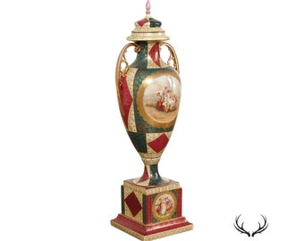 Antique Royal Vienna Hand-Painted Porcelain Urn