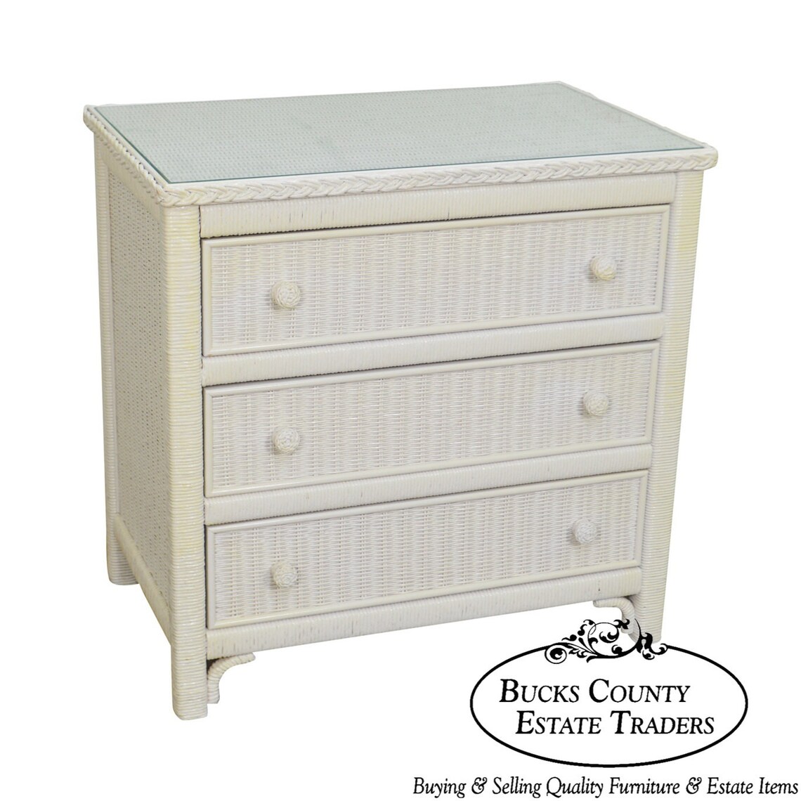 Henry Link White Wicker Vintage 3 Drawer Chest Single Dresser Etsy