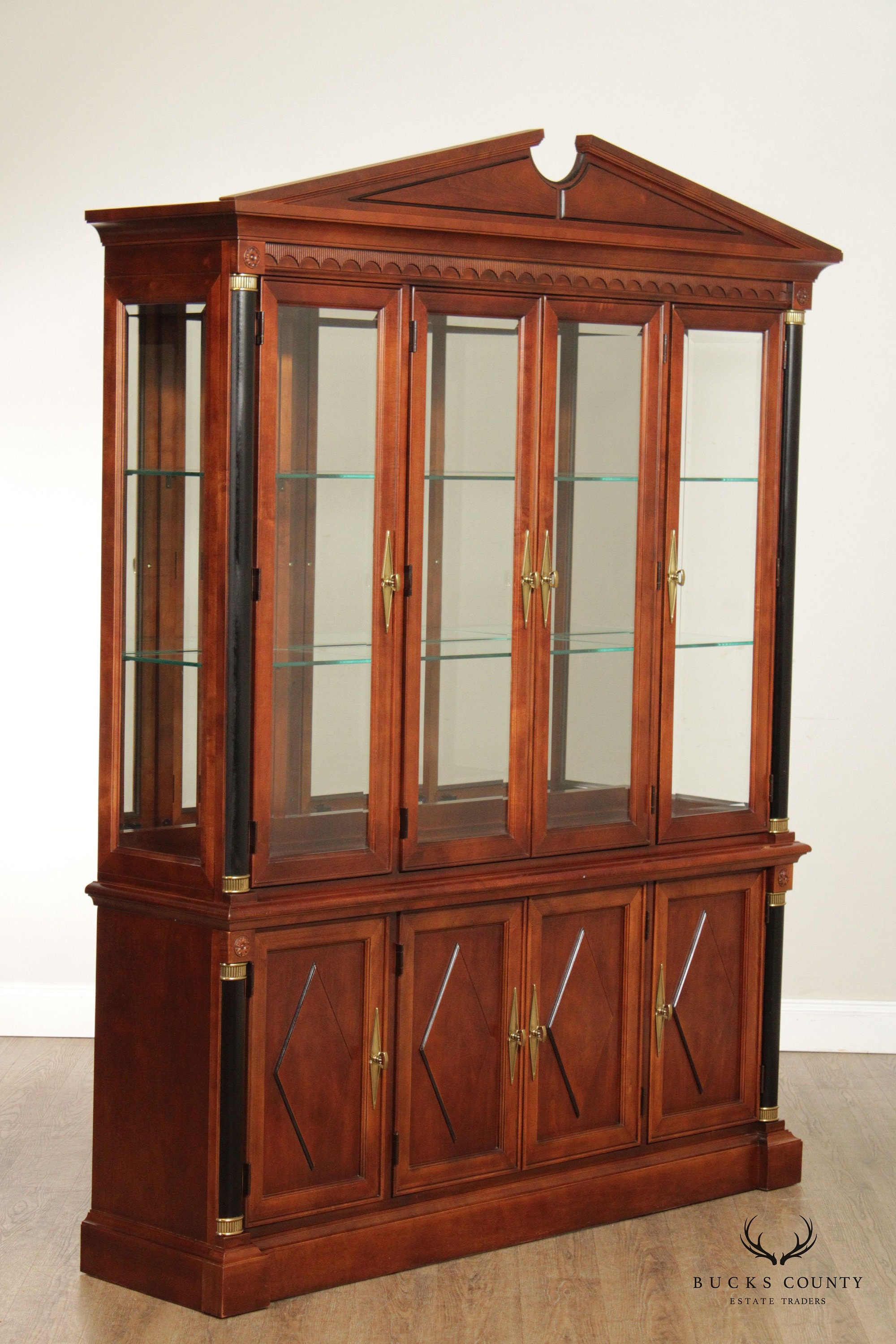 Stanley Furniture Neoclassical Style Cherry China Display Stanley Furniture Neoclassical Style Cherry China Display