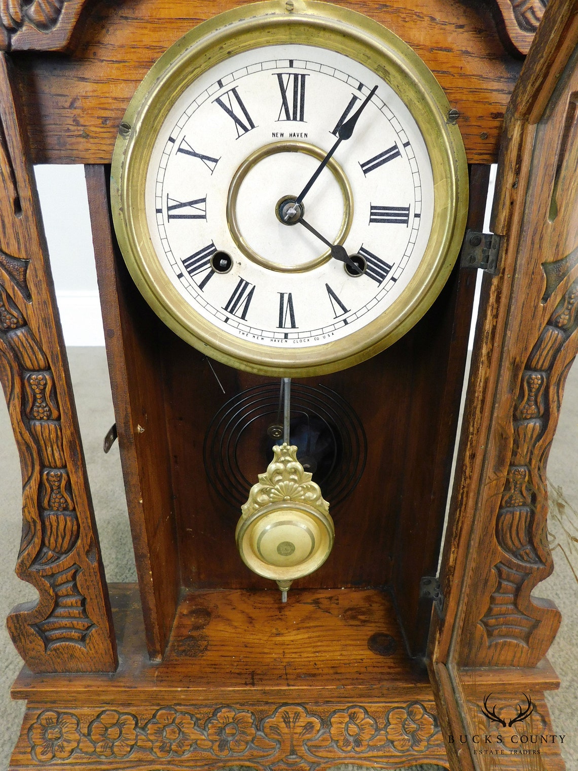 New Haven Antique Lion Carved Oak Gingerbread Kitchen Clock Etsy