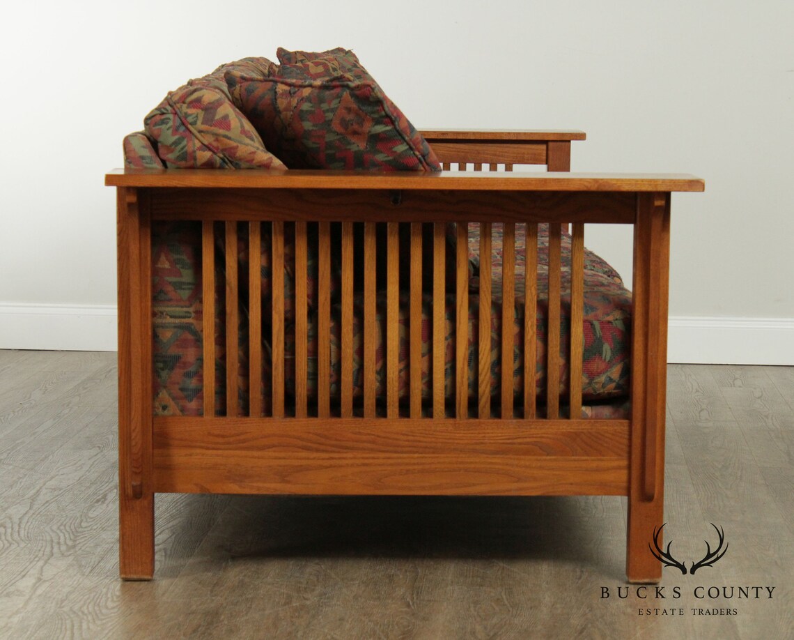 Bassett Mission Style Oak Spindle Sofa | Etsy