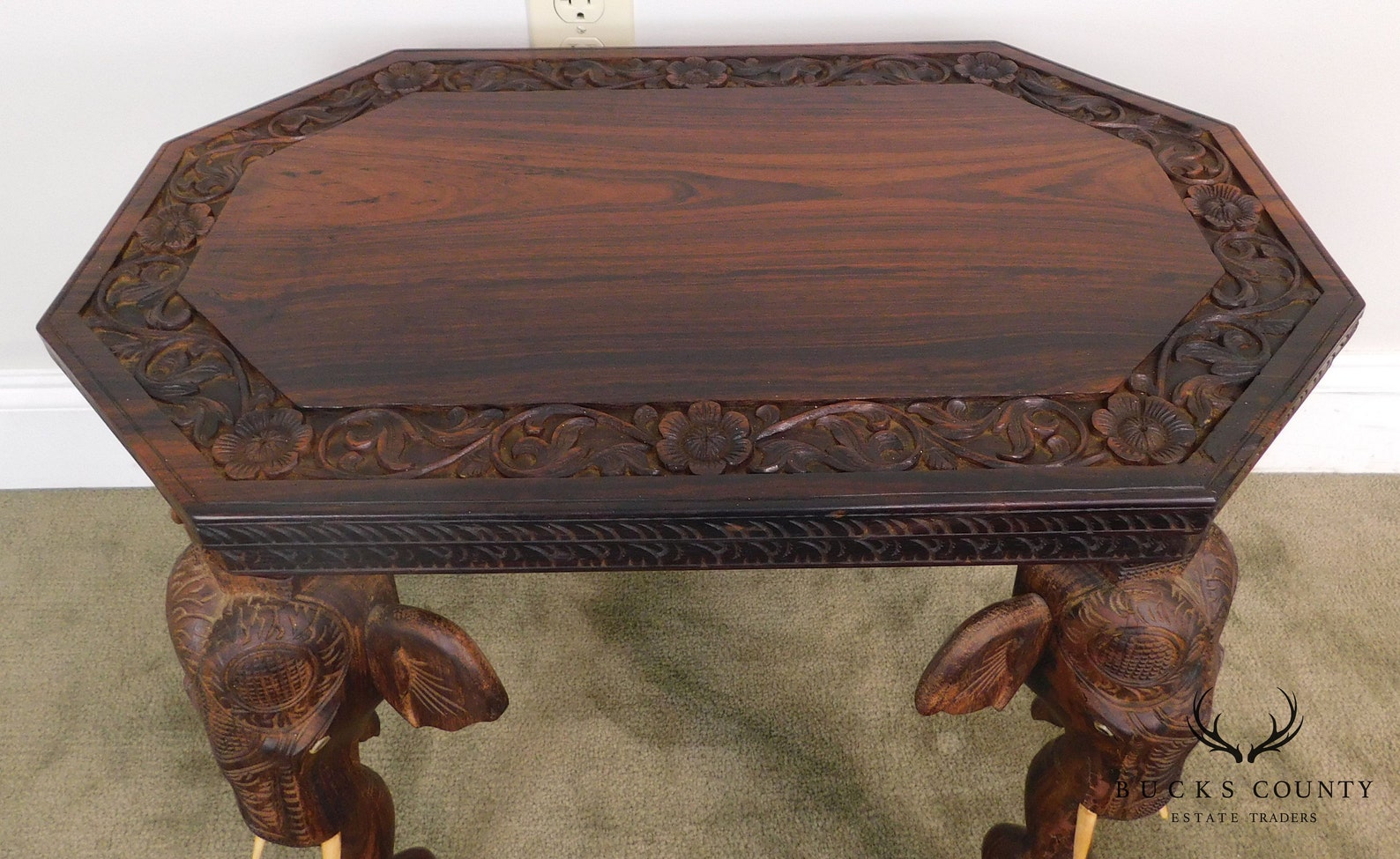 Indian Rosewood Carved Side or Coffee Table with Elephants Etsy
