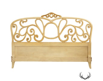 Hollywood Regency Cream Painted King Size Headboard