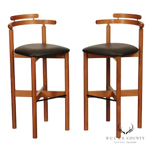 Findahls Møbelfabrik Danish Modern Pair Beech Wood Bar Stools - Etsy