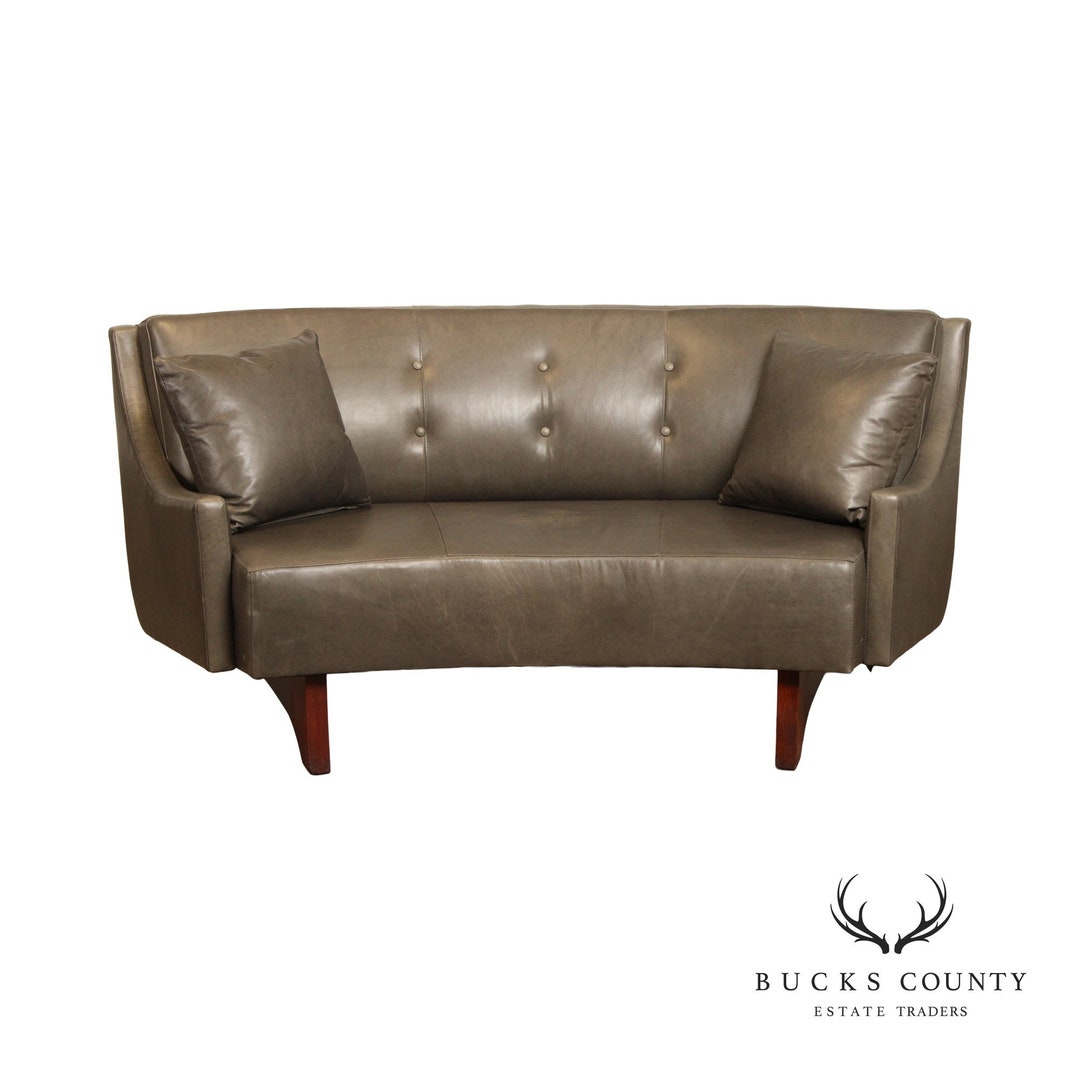 Stickley High Line Collection Curved Leather Settee Sofa Etsy