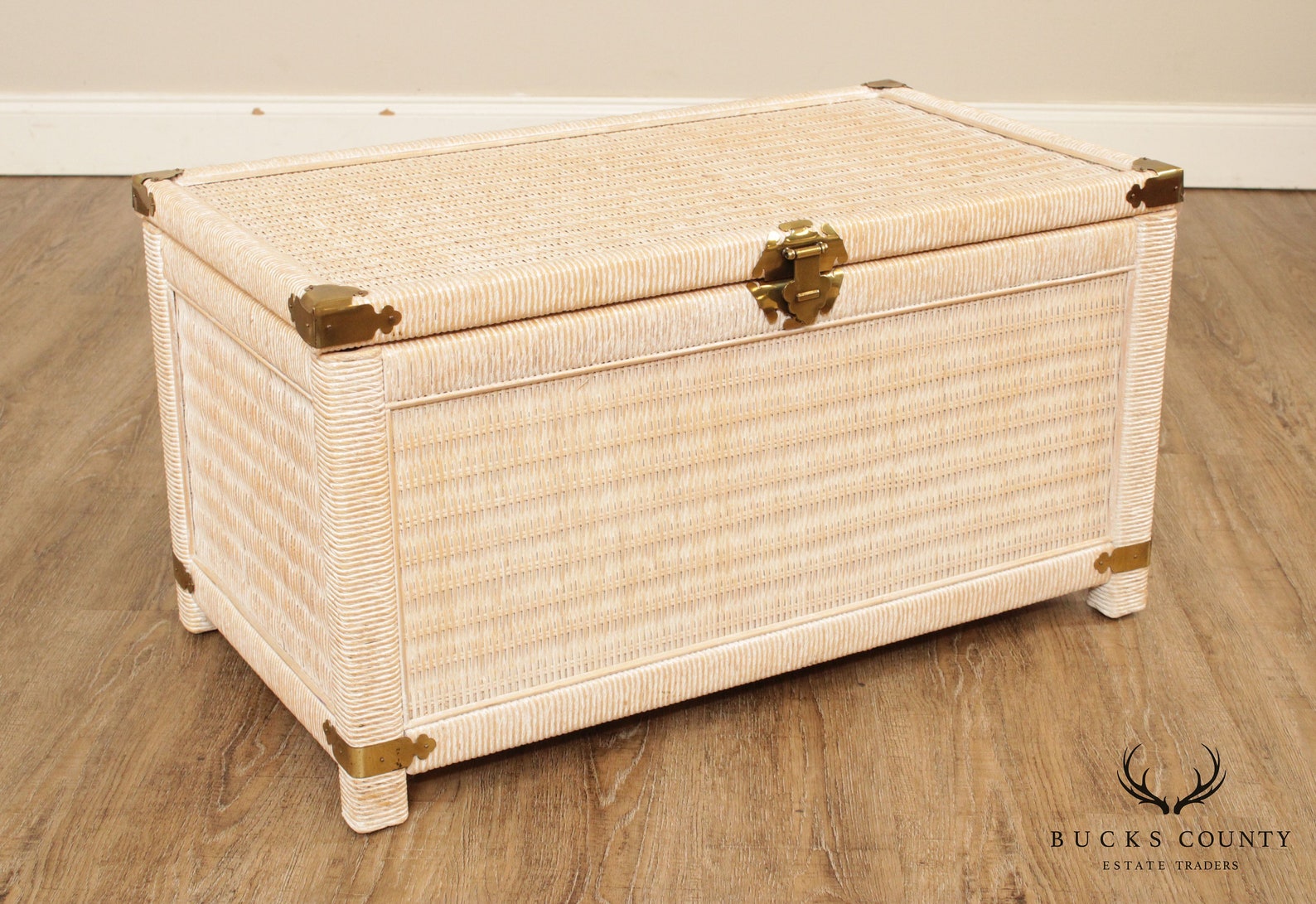Vintage White Wicker Blanket Chest Etsy