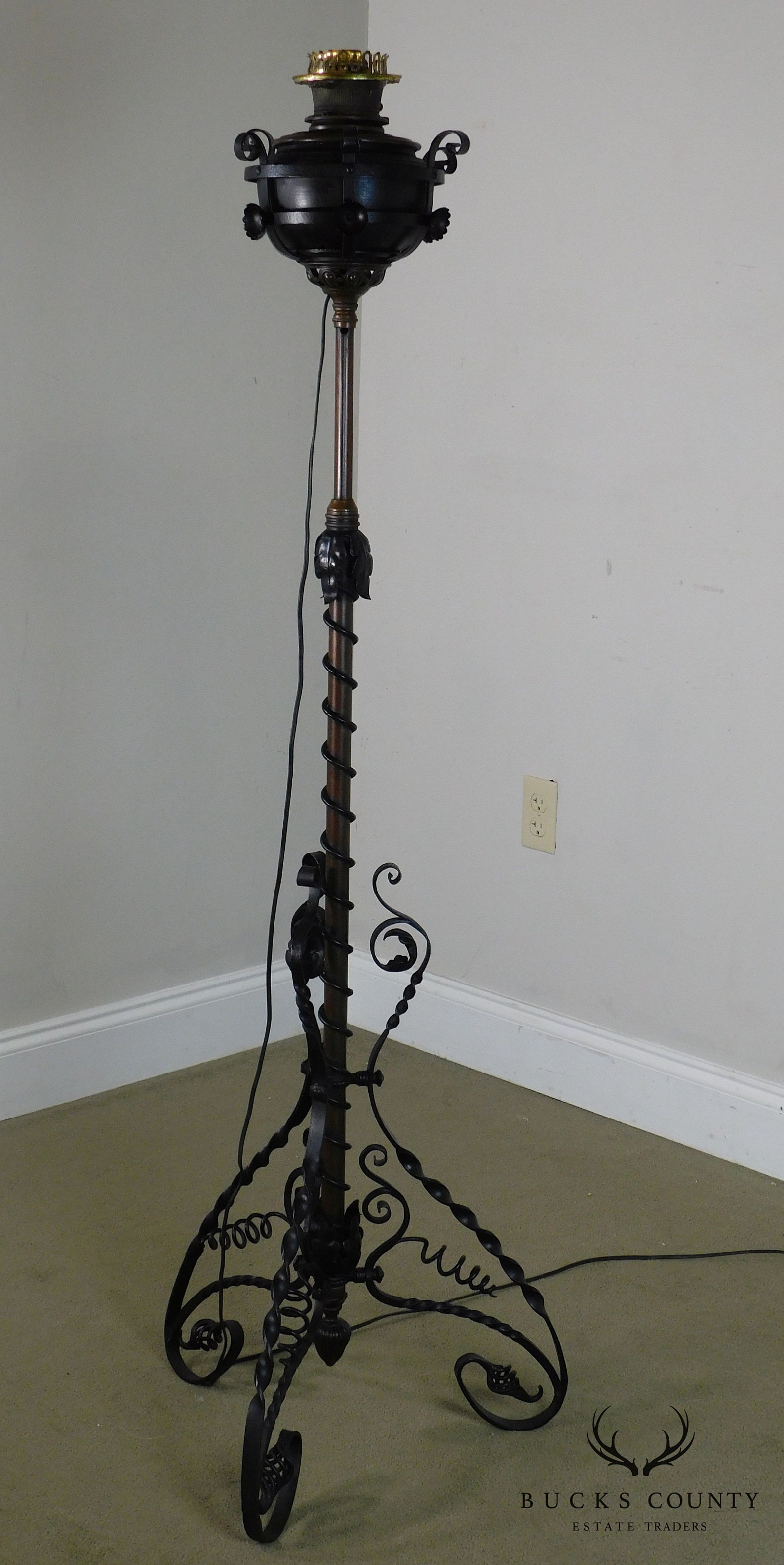 Bradley & Hubbard Antique Wrought Iron Floor Lamp Electrified Etsy