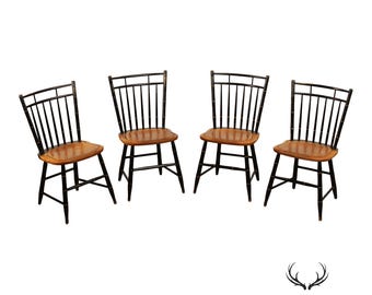 L. Hitchcock Set of Four Ebonized Birdcage Chairs